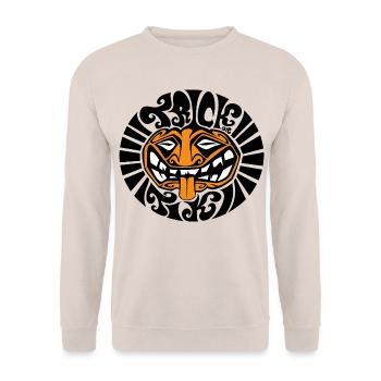 Trick or Tiki Halloween Kürbis Comic Gesicht Zunge - Unisex Pullover - Sand - Vorne - Alina (178cm) & Michal (187cm)