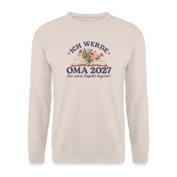 Ich werde Oma 2027 Schwangerschaftsankündigung - Unisex Pullover - Sand - Vorne - Alina (178cm) & Michal (187cm)