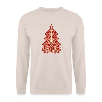 Ehre sei Gott in der Höhe Weihnachtsbaum Engel - Unisex Pullover - Sand - Vorne - Alina (178cm) & Michal (187cm)