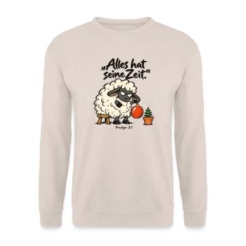 Alles hat seine Zeit Schaf Weihnachten Prediger 3 - Unisex Pullover - Sand - Vorne - Alina (178cm) & Michal (187cm)