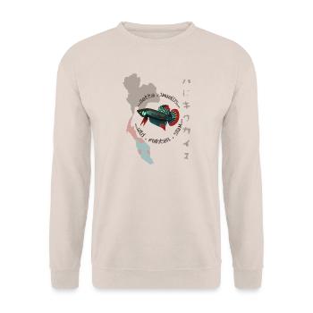Betta imbellis, Kampffisch Wildform  - Unisex Pullover - Sand - Vorne - Alina (178cm) & Michal (187cm)