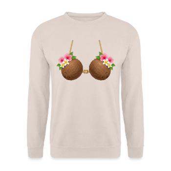 Tiki Luau Hula Hawaii Kokosnuss BH Kostüm - Unisex Pullover - Sand - Vorne - Alina (178cm) & Michal (187cm)