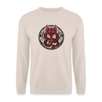 Himmlisches chinesisches Drachenemblem - Unisex Pullover - Sand - Vorne - Alina (178cm) & Michal (187cm)