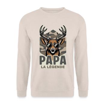 Dad Hunter Das Legendenjagdgeschenk - Unisex Pullover - Sand - Vorne - Alina (178cm) & Michal (187cm)