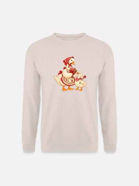 Baka Gans mit Enkel – Omas Marmelade - Unisex Pullover - Sand