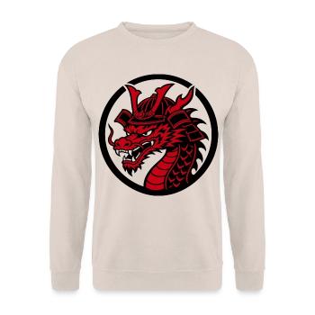 Samurai-Drache – Traditioneller japanischer Krieger - Unisex Pullover - Sand - Vorne - Alina (178cm) & Michal (187cm)