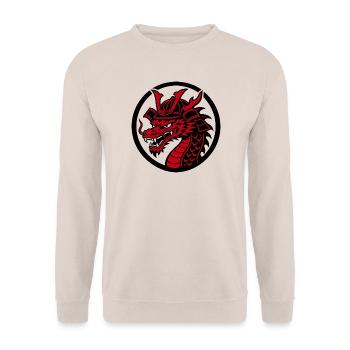 Samurai-Drachen-Profilabzeichen - Unisex Pullover - Sand - Vorne - Alina (178cm) & Michal (187cm)