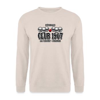 Pétanque, Bowlingbahn, Pétanque-Club - Unisex Pullover - Sand - Vorne - Alina (178cm) & Michal (187cm)