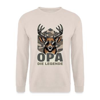 Opa die Legende Hirsch - Unisex Pullover - Sand - Vorne - Alina (178cm) & Michal (187cm)