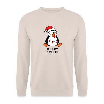 Fröhliche Weihnachtskrise Meme Lustiger Papageientaucher - Unisex Pullover - Sand - Vorne - Alina (178cm) & Michal (187cm)