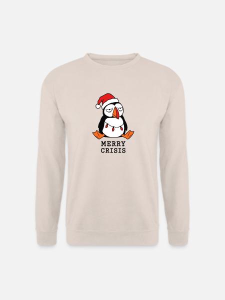 Fröhliche Weihnachtskrise Meme Lustiger Papageientaucher - Unisex Pullover - Sand