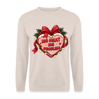 No Meat No Problem Christmas - Unisex Pullover - Sand - Vorne - Alina (178cm) & Michal (187cm)