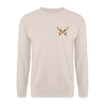 Christmas Botanical Butterfly - Unisex Pullover - Sand - Vorne - Alina (178cm) & Michal (187cm)