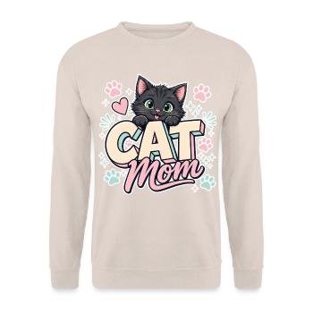 Katzenmama süßes Kätzchen - Cat Mom - Geschenkidee - Unisex Pullover - Sand - Vorne - Alina (178cm) & Michal (187cm)
