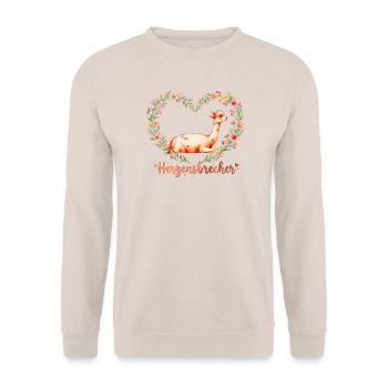 Alpaka Herzensbrecher Baby & Valentin Geschenk - Unisex Pullover - Sand - Vorne - Alina (178cm) & Michal (187cm)