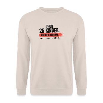 I hob 25 Kinder – nur ned dahoam - Unisex Pullover - Sand - Vorne - Alina (178cm) & Michal (187cm)