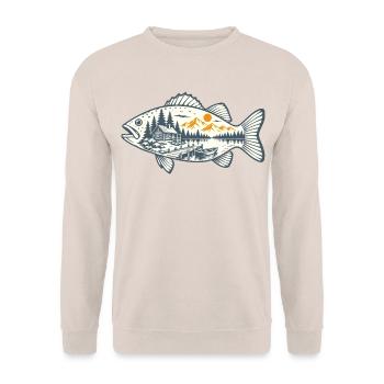 Vintage-Fischen - Unisex Pullover - Sand - Vorne - Alina (178cm) & Michal (187cm)