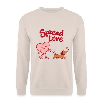 Spread Love Dachshund - Unisex Pullover - Sand - Vorne - Alina (178cm) & Michal (187cm)