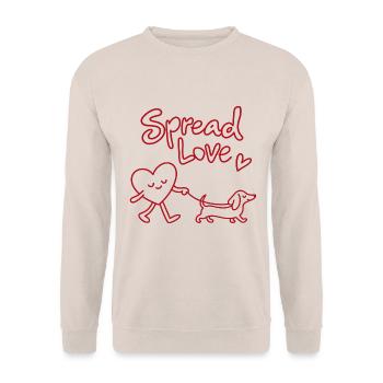 Spread Love Dachshund - Unisex Pullover - Sand - Vorne - Alina (178cm) & Michal (187cm)