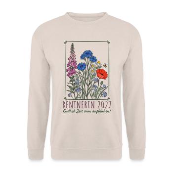 Rentnerin 2027 Zeit zum Aufblühen Rente - Unisex Pullover - Sand - Vorne - Alina (178cm) & Michal (187cm)
