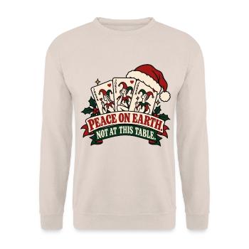 Peace On Earth Not At This Table - Unisex Pullover - Sand - Vorne - Alina (178cm) & Michal (187cm)