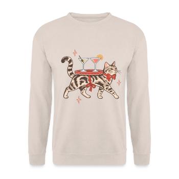 Cocktail Cat - Unisex Pullover - Sand - Vorne - Alina (178cm) & Michal (187cm)