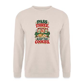 Pass Drei Bewahre die Kekse lustig Weihnachten Mahjon - Unisex Pullover - Sand - Vorne - Alina (178cm) & Michal (187cm)
