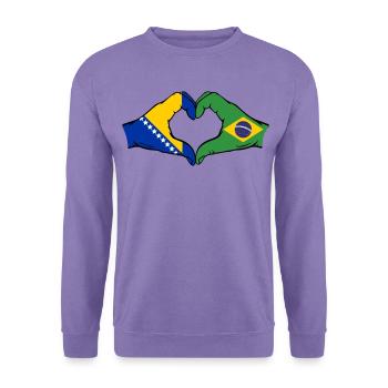 Bosnien Brasilien Flagge Hände Herzform - Unisex Pullover - Lavendel - Vorne