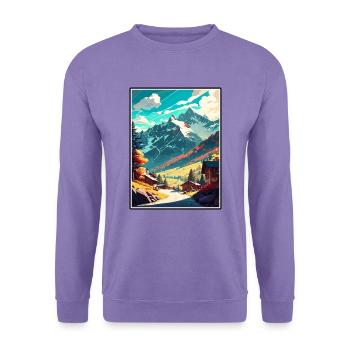Mayrhofen Österreich Vintage Reiseposter Souvenir - Unisex Pullover - Lavendel - Vorne