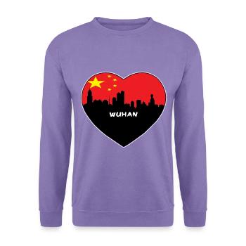 Flaggen-Skyline-Reise-Andenken Wuhans China - Unisex Pullover - Lavendel - Vorne