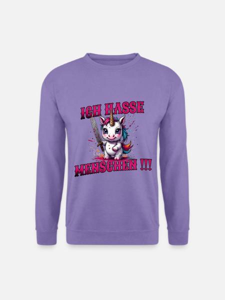 Böses Einhorn, lustiger Spruch - Unisex Pullover - Lavendel