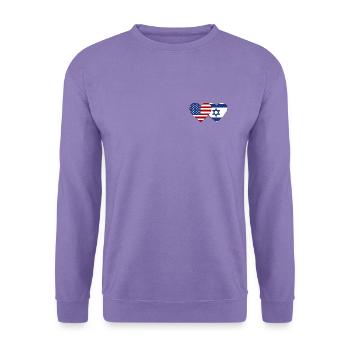 USA Israel Flagge Herz - Unisex Pullover - Lavendel - Vorne
