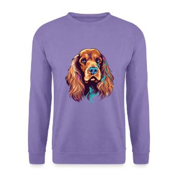 Englischer Cocker Spaniel Hunderasse Aquarell Cartoo - Unisex Pullover - Lavendel - Vorne