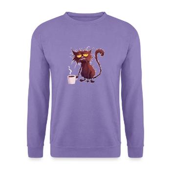 Katze Kaffe schlechter Tag Kättzchen - Unisex Pullover - Lavendel - Vorne