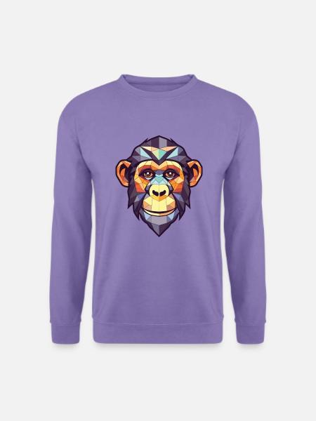 Affe Schimpanse Buntes Aquarell Tier Haustier - Unisex Pullover - Lavendel