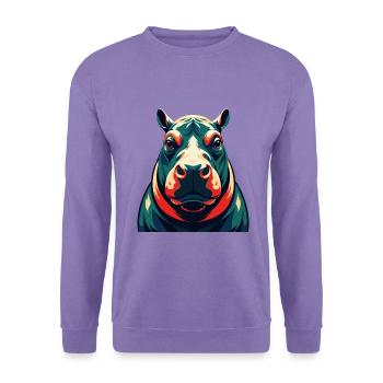 Hippo Cartoon Character Colorful Pet Animal - Unisex Sweatshirt - lavender - Front
