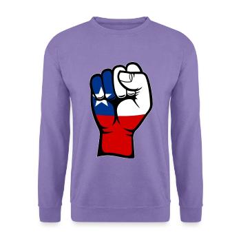 Chile Flagge Faust Hand Symbol - Unisex Pullover - Lavendel - Vorne
