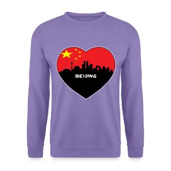 Peking-China-Flaggen-Skyline-Reise-Souvenir - Unisex Pullover - Lavendel - Vorne