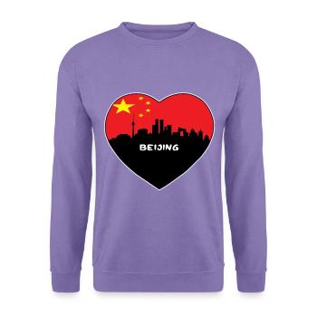 Peking-China-Flaggen-Skyline-Reise-Souvenir - Unisex Pullover - Lavendel - Vorne