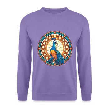 Pfauenbunte Aquarell-Tierillustration - Unisex Pullover - Lavendel - Vorne