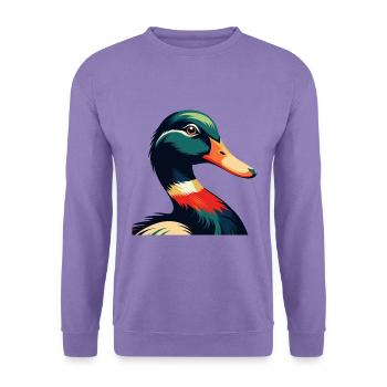 Ente Cartoon Figur Buntes Haustier Tier - Unisex Pullover - Lavendel - Vorne