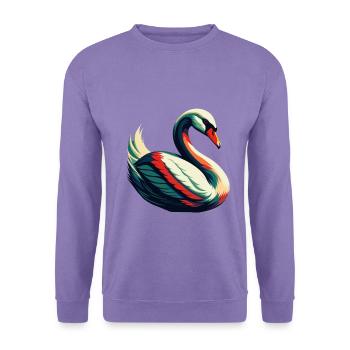 Schwan Zeichentrickfigur Buntes Haustier Tier - Unisex Pullover - Lavendel - Vorne