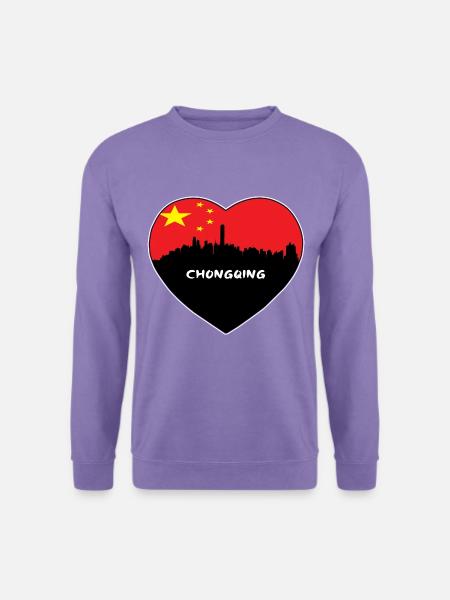 Flaggen-Skyline-Reise-Andenken Chongqings China - Unisex Pullover - Lavendel