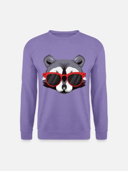 Waschbär mit roter Sonnenbrille - Cooler Typ - Unisex Pullover - Lavendel