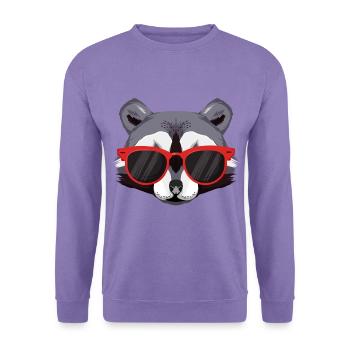 Waschbär mit roter Sonnenbrille - Cooler Typ - Unisex Pullover - Lavendel - Vorne