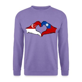 Singapour Taïwan mains forme de coeur - Sweat-shirt Unisexe - lavande - Devant