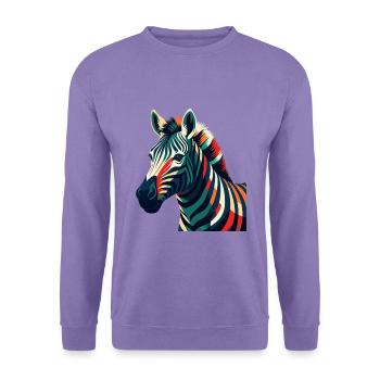 Zebra Cartoon Character Colorful Pet Animal - Unisex Sweatshirt - lavender - Front