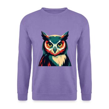 Eule Zeichentrickfigur Buntes Haustier Tier - Unisex Pullover - Lavendel - Vorne