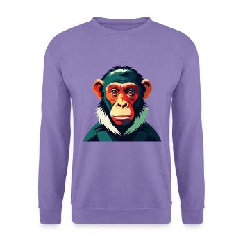 Affe Cartoon Figur Buntes Haustier Tier - Unisex Pullover - Lavendel - Vorne