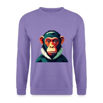 Affe Cartoon Figur Buntes Haustier Tier - Unisex Pullover - Lavendel - Vorne